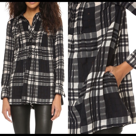 NWT Free People plaid baby blues tunic babydoll - Picture 2 of 7